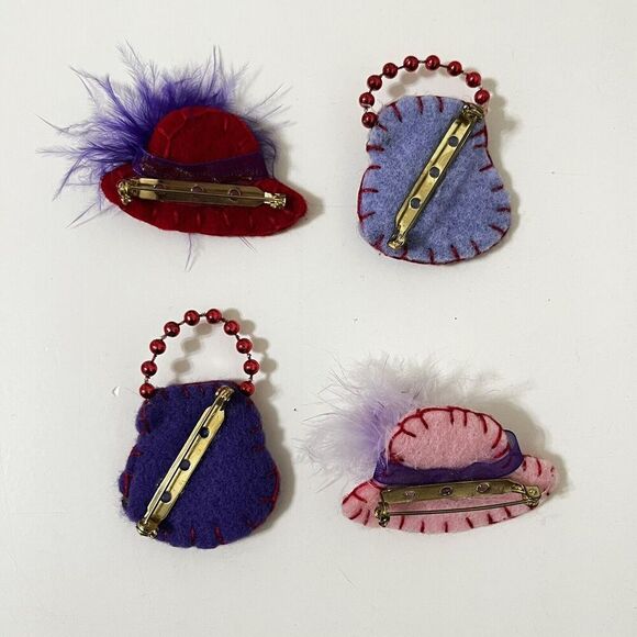 Red Hat Society Felt Purse and Hat Pins Lot of 4 - Picture 6 of 6